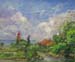 temple and pagoda at sea side painting